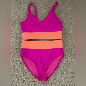 Vibrant Pink and Orange Kids Swim Set